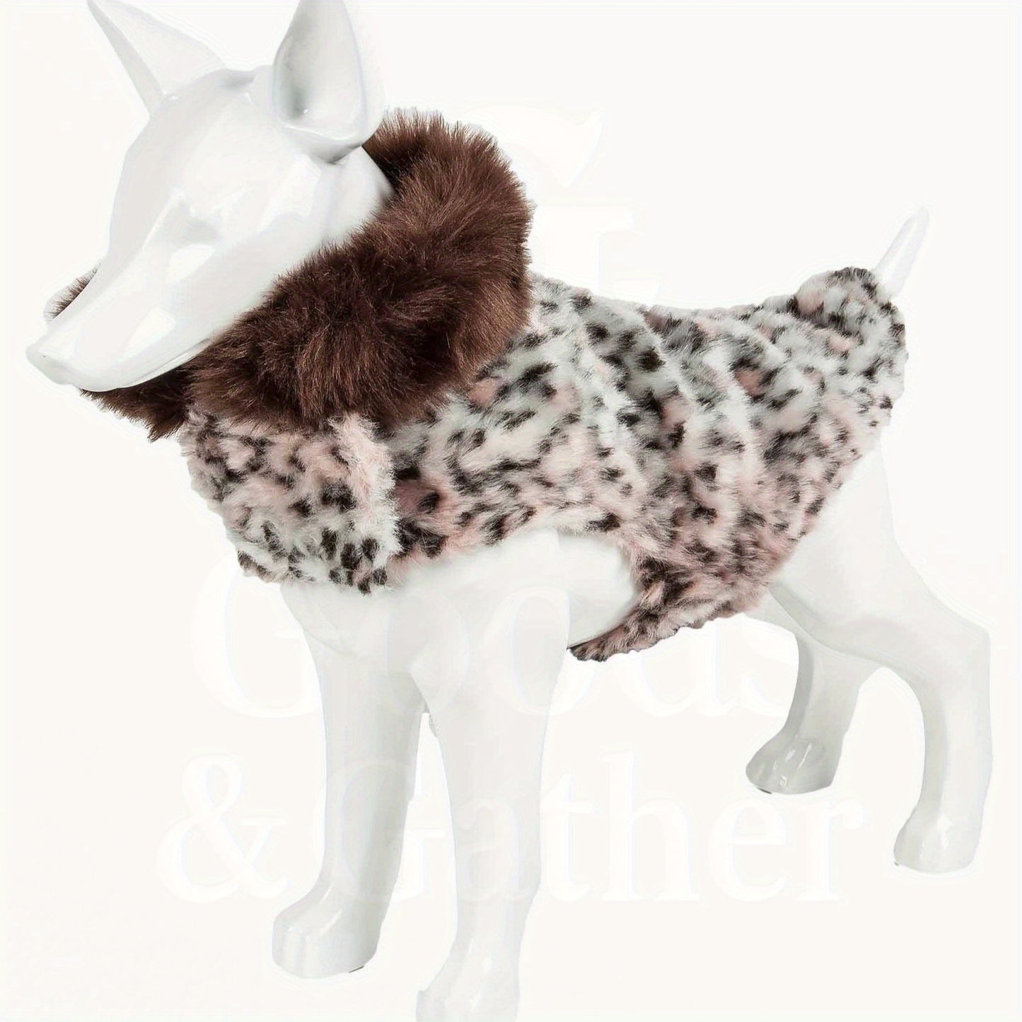 Trendy Cheetah Pattern Mink Dog Coat with Faux-Fur Collar