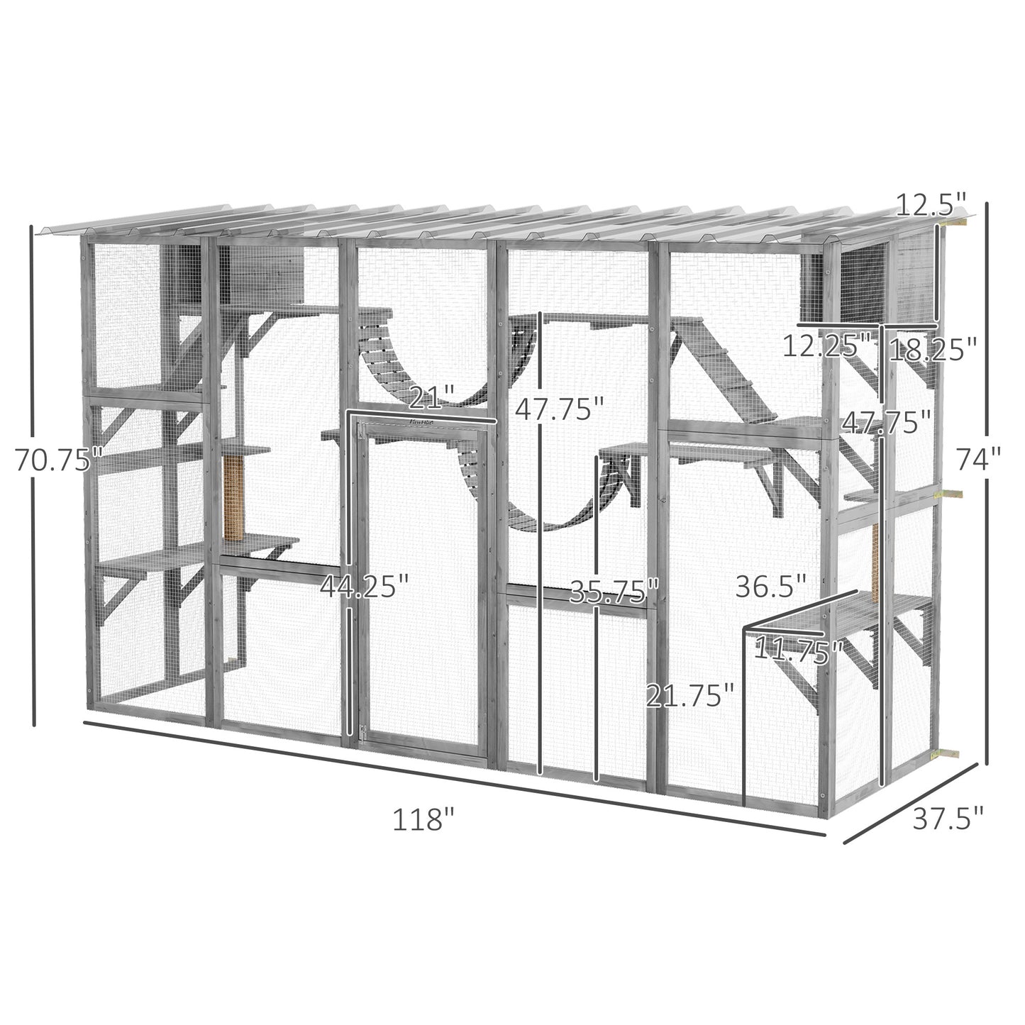 Outdoor Cat Catio Playground with Weather Protection and Shelves