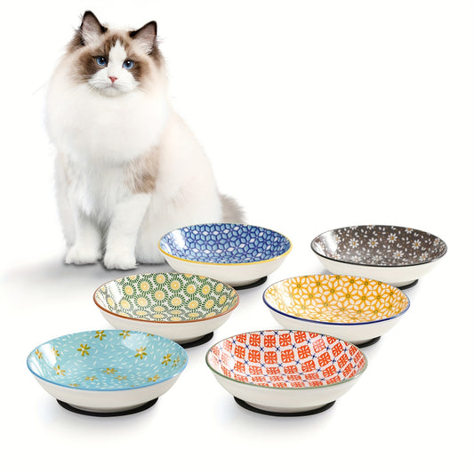 Ceramic Cat Bowls Cat Dishes Floral Series Set Of 6