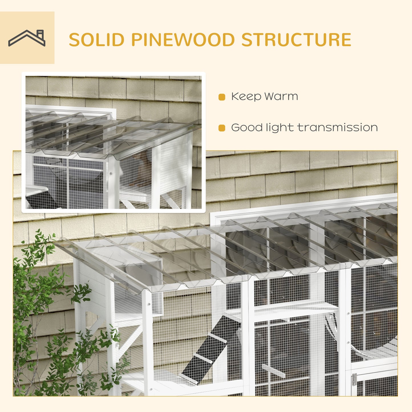 Outdoor Cat Catio Playground with Weather Protection and Shelves