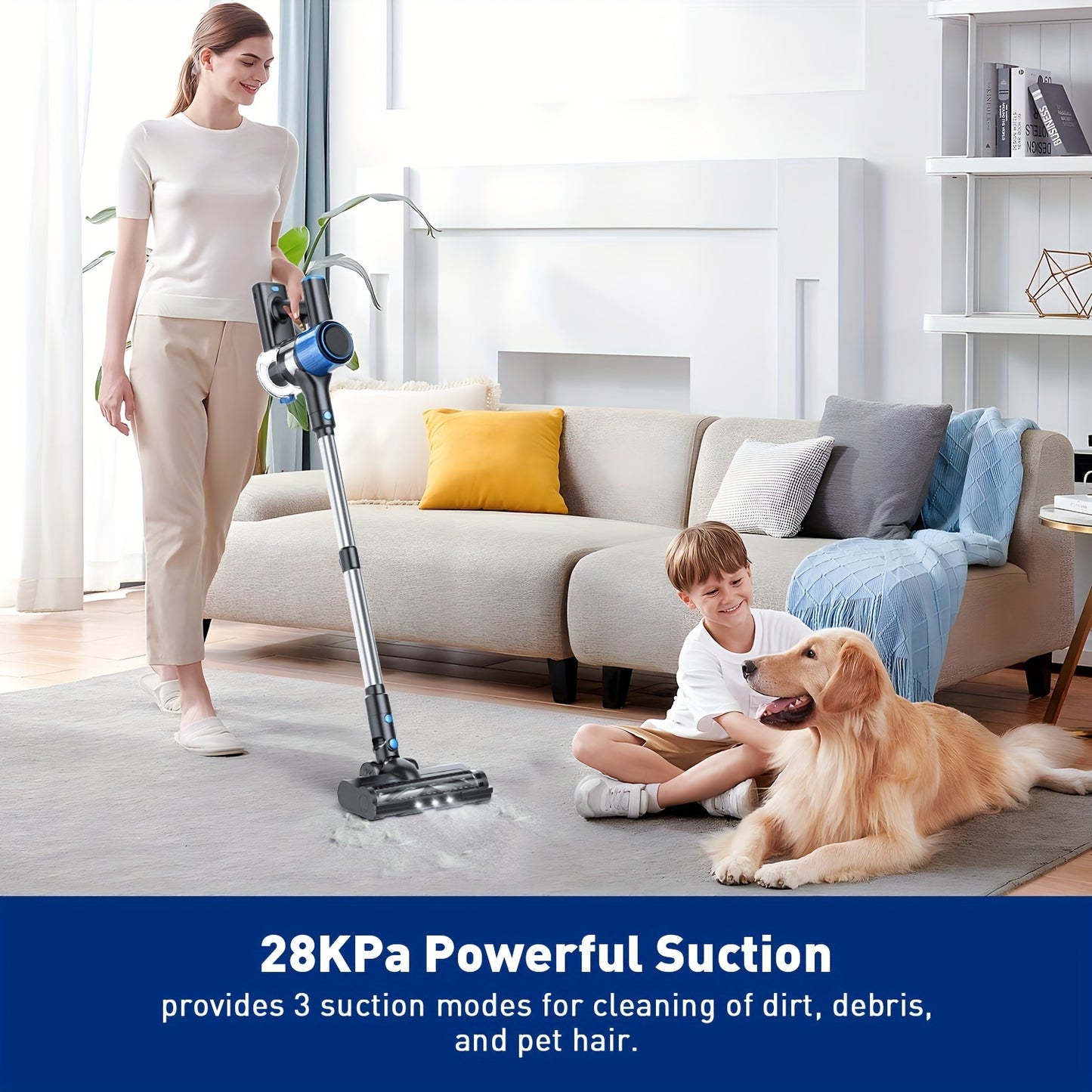 Cordless Vacuum Cleaner With 28Kpa Suction For Pets