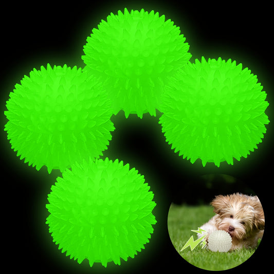 4pcs 3.15 Inch Glow In The Dog Balls Light Up Spiky Chew Toys
