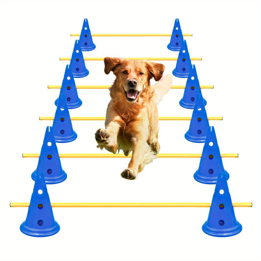 Dog Agility Hurdle Cone Set with 12 Cones and 6 Rods