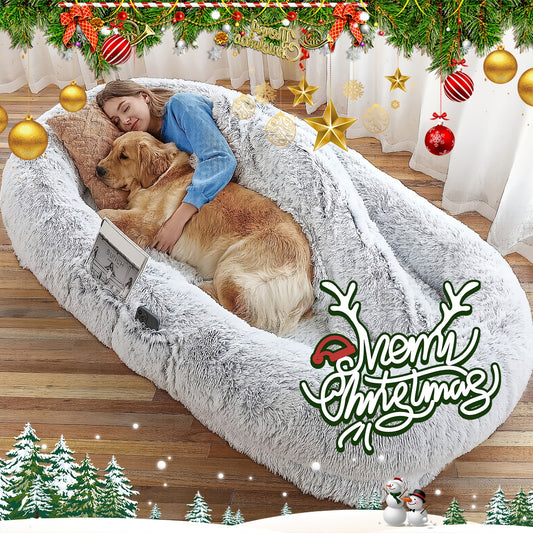 Cozy Plush Orthopedic Dog Bed with Pillow and Blanket