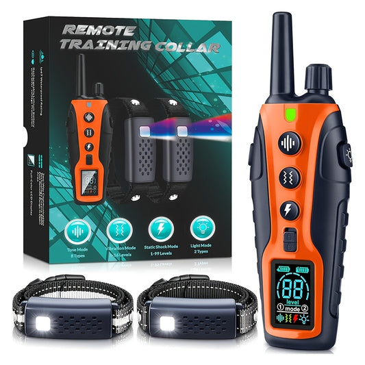 Dog Shock Collar 2 Dogs 15-150lbs Waterproof With Flashing Light