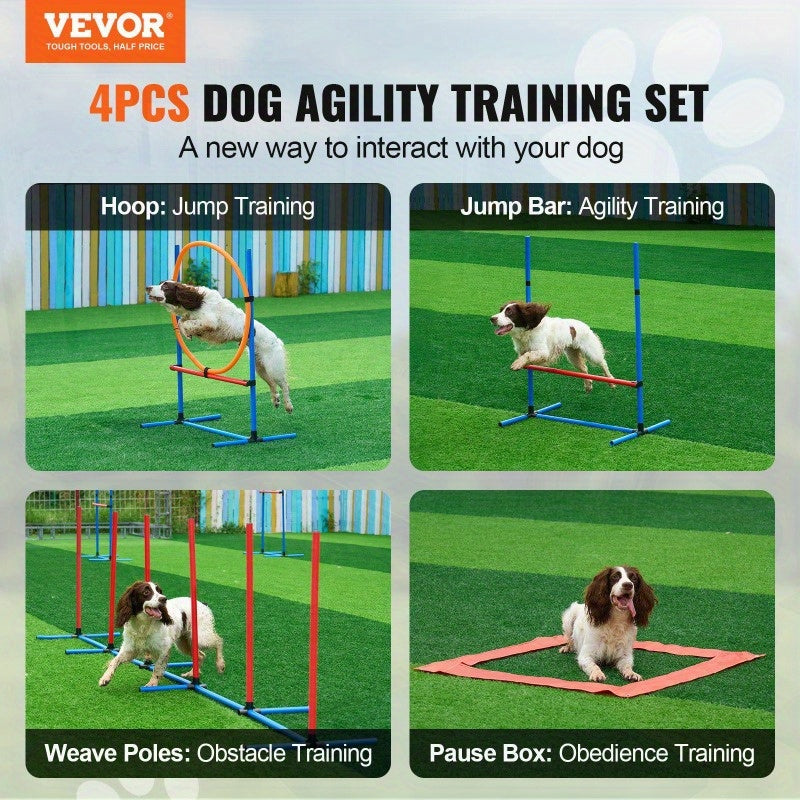 VEVOR 4pcs Dog Agility Training Set with Hurdles and Rings