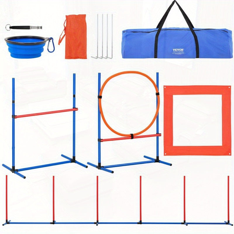VEVOR 4pcs Dog Agility Training Set with Hurdles and Rings