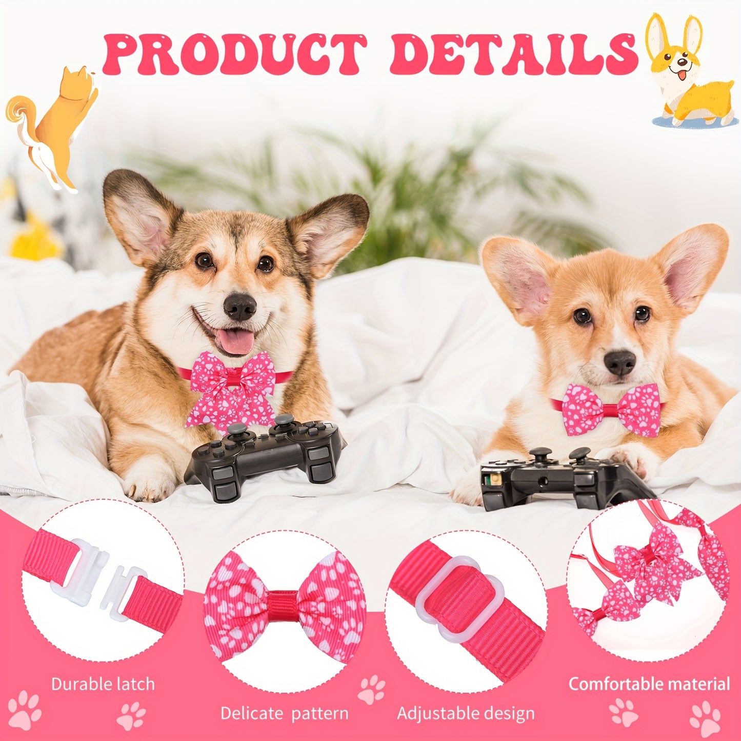 100pcs Dog Bow Tie Collar Set Adjustable Pet Accessories