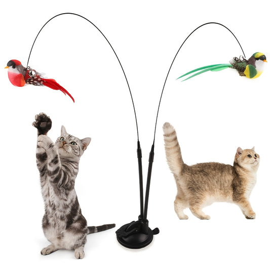 Cat Teaser Set Simulated Bird Hands-Free Cat Stick Long Rod