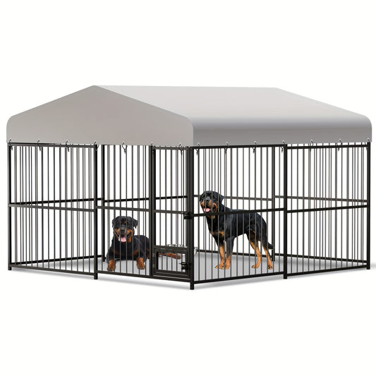 Heavy Duty Outdoor Dog Kennel with Waterproof Cover and Safety Locks