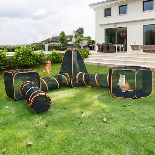 Portable Cat Enclosure 6-in-1 Outdoor Tent Mesh Playpen