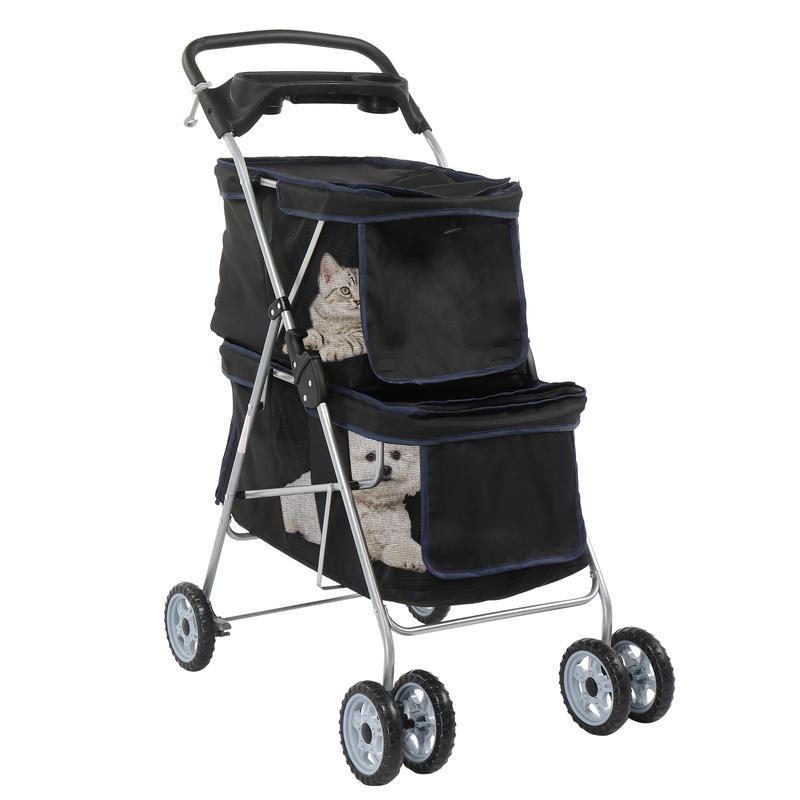 Premium Pet Stroller with Double Layer Design for Cats