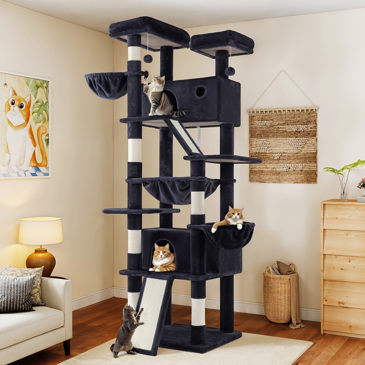 WEWAY Multi-Level Cat Tree Tower with Scratching Posts and Hammock