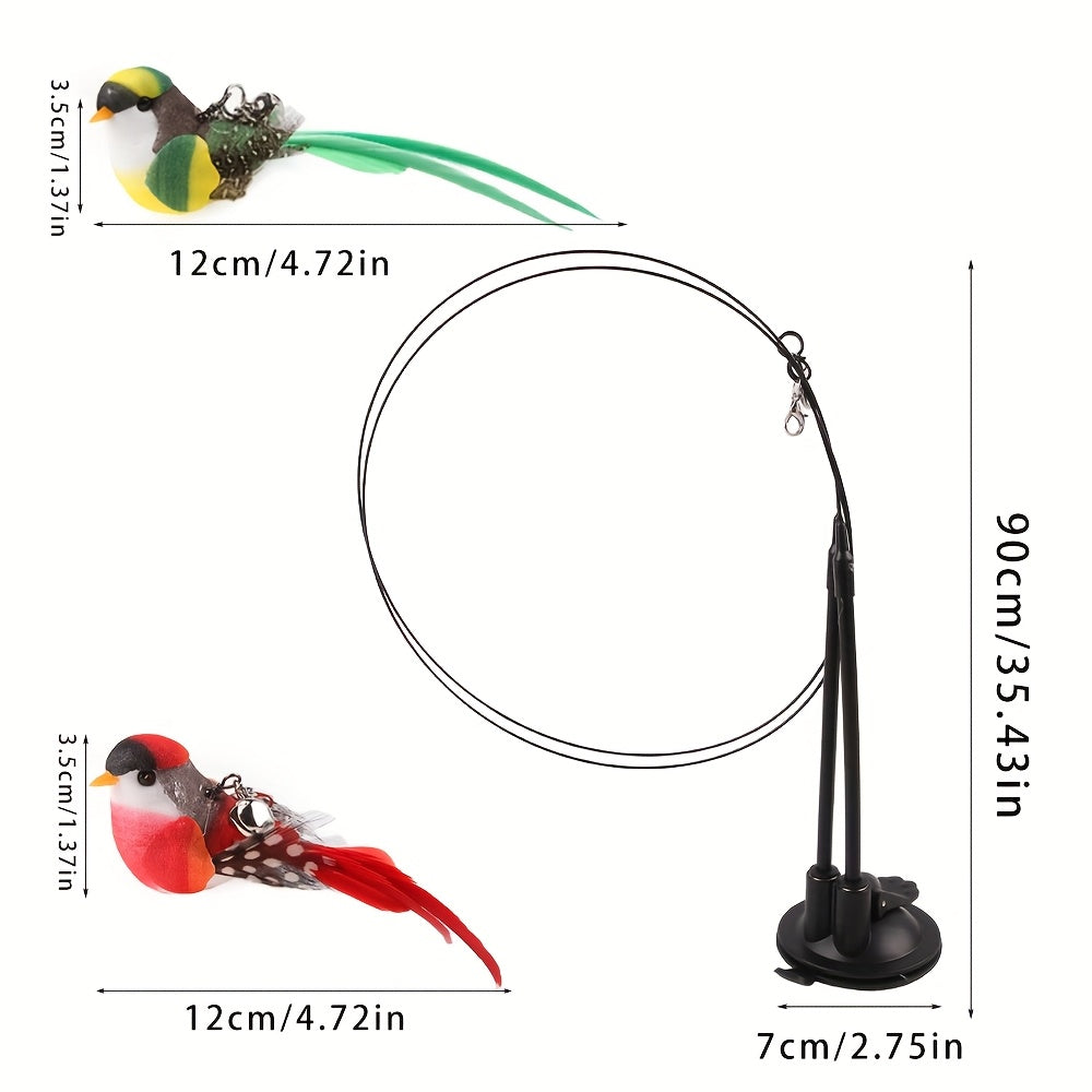 Cat Teaser Set Simulated Bird Hands-Free Cat Stick Long Rod