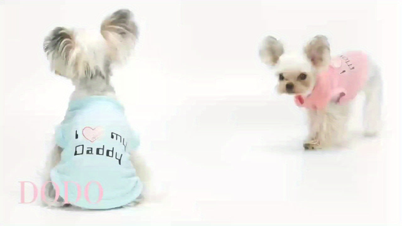 Dog T-Shirts with Embroidered I Love My Mom Design
