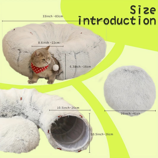 Cat Nest Pet Cat Tunnel Plush Warm Foldable Detachable Washable Multi-Functional Splicing Cat Channel