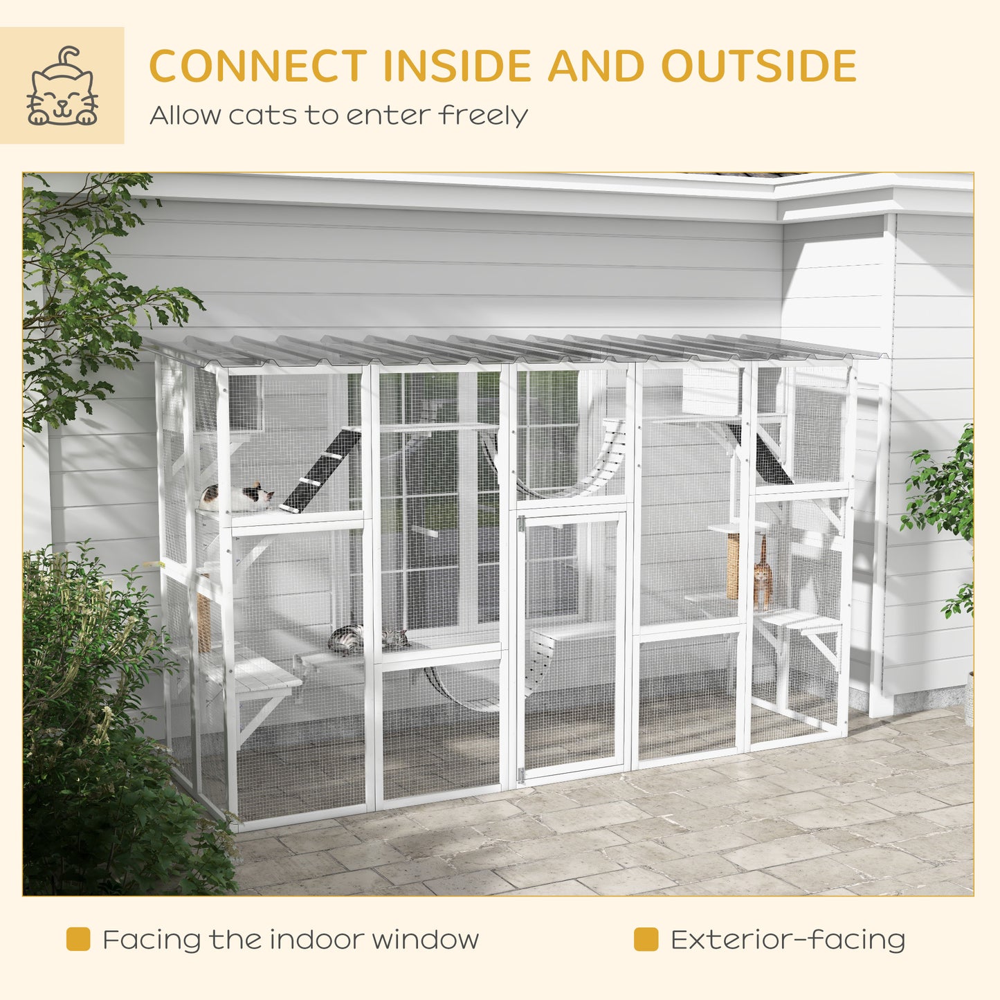 Outdoor Cat Catio Playground with Weather Protection and Shelves