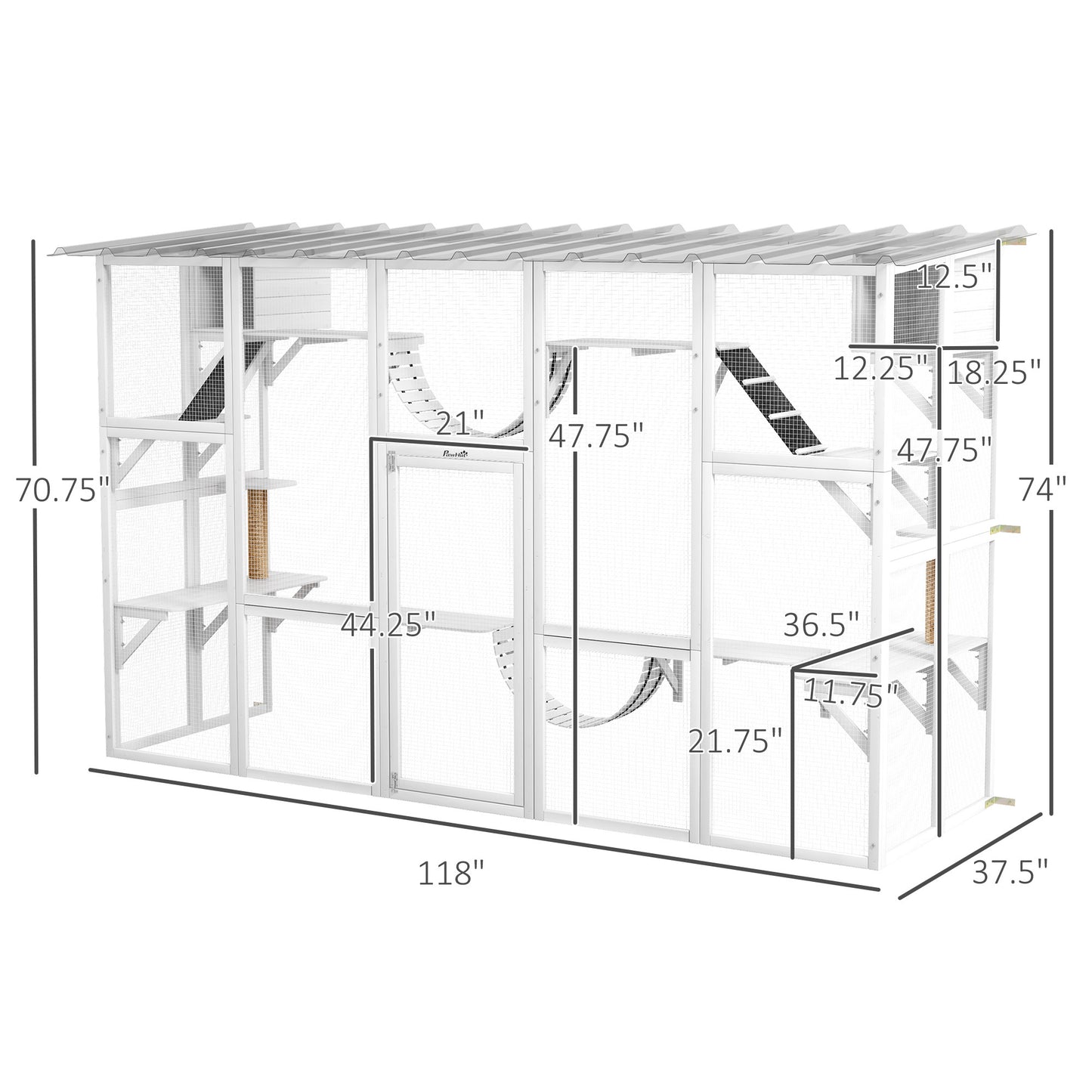 Outdoor Cat Catio Playground with Weather Protection and Shelves