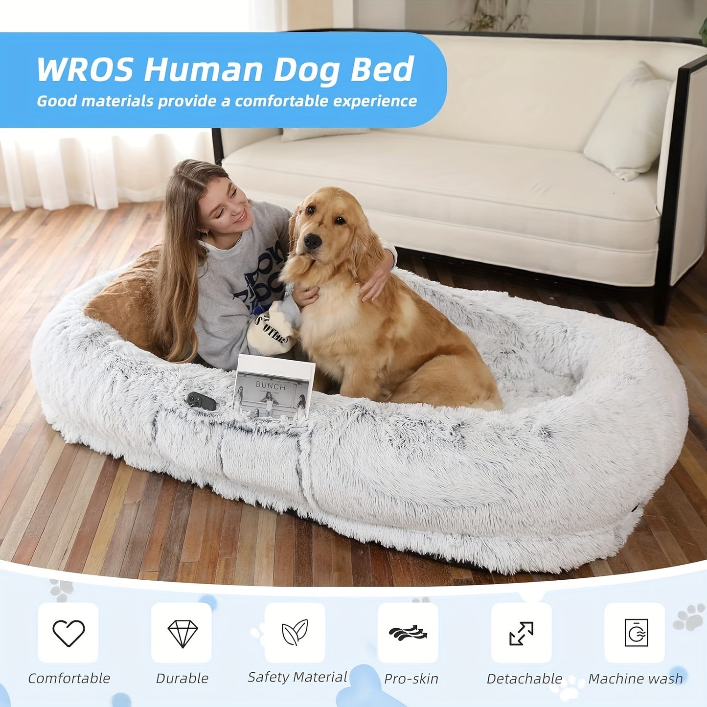 Cozy Plush Orthopedic Dog Bed with Pillow and Blanket