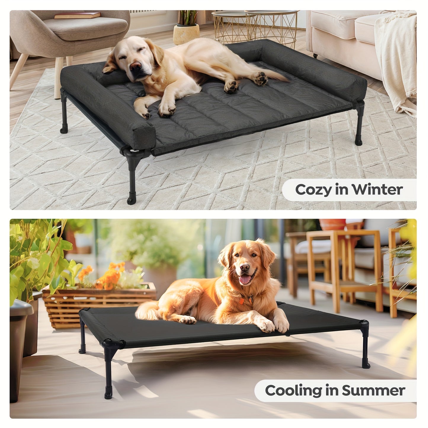 Veehoo Cooling Elevated Dog Bed with Removable Pillow-Top Mat