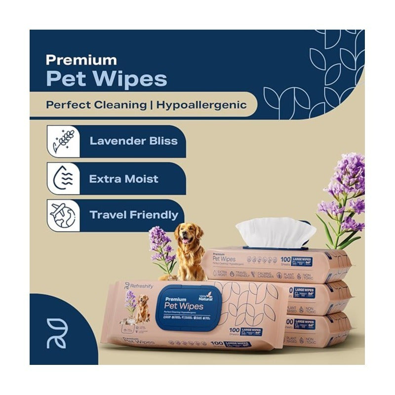 Pet Wipes for Dogs and Cats 400 Pack Lavender Non Toxic