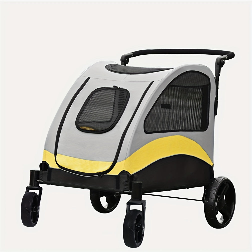 Foldable Dog Stroller Carrier with Lockable Wheels for Travel
