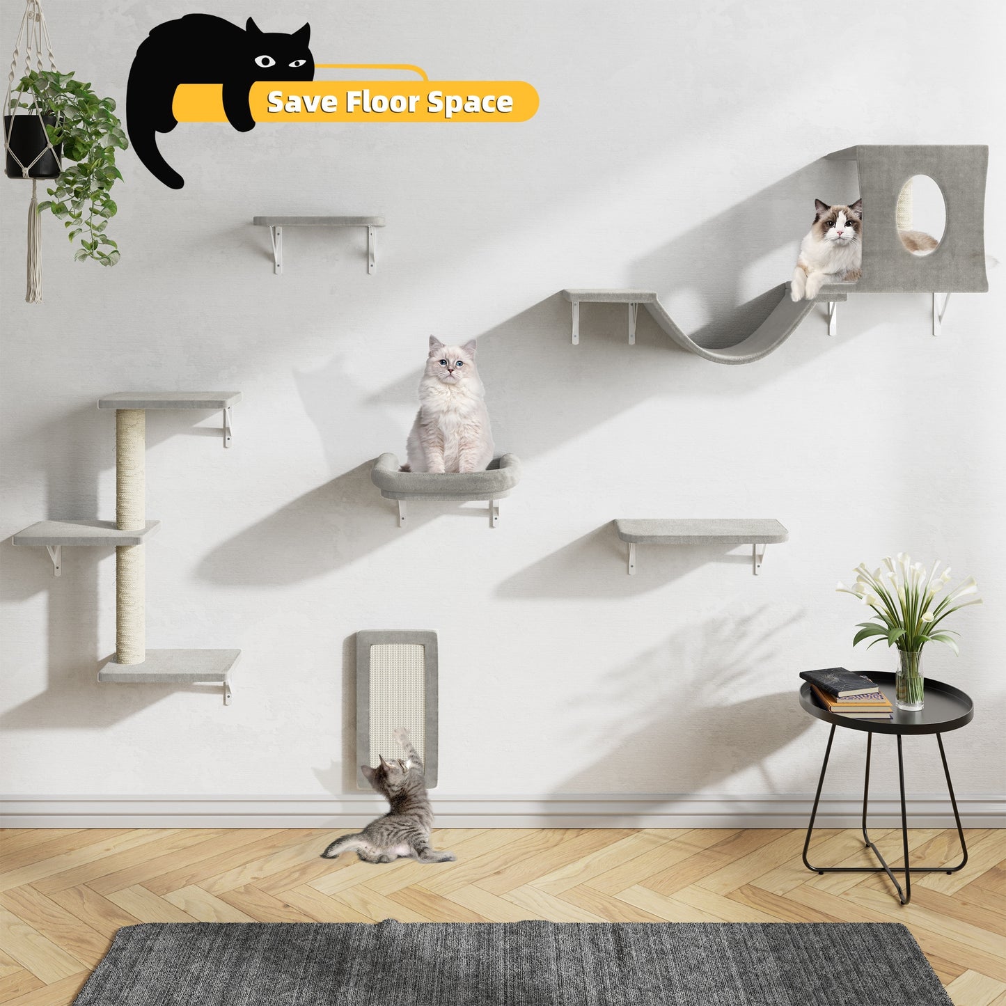 Bifanuo Luxury Wall Mounted Cat Furniture Set for Indoor Cats