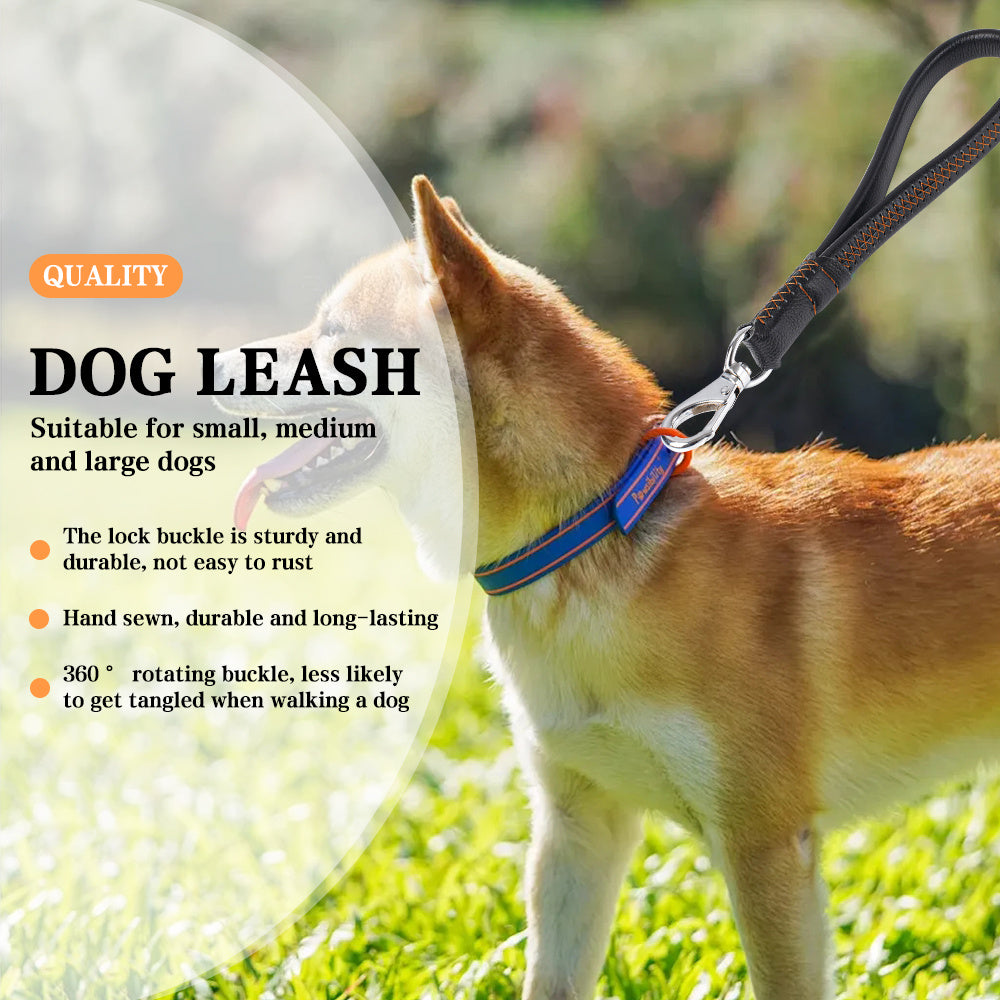 Vivicreate Short Leather Dog Leash for Large Medium Dogs