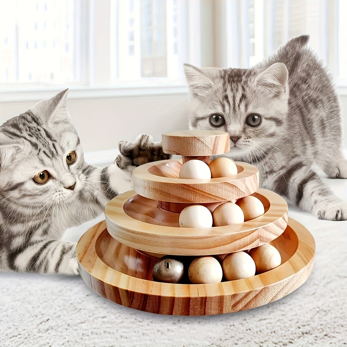 Interactive Cat And Dog Carousel Track Toy With Detachable Balls
