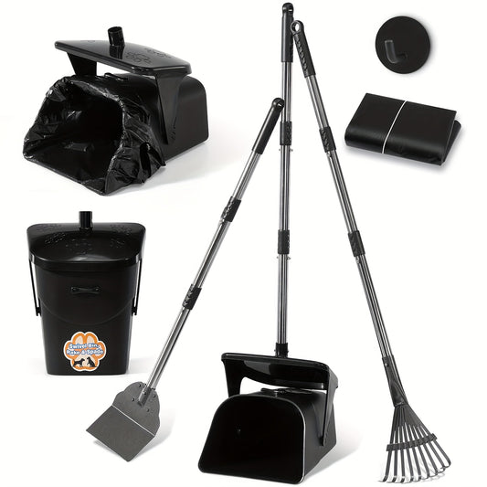 Rotating Dog Poop Picker Kit with Rake and Waste Bags