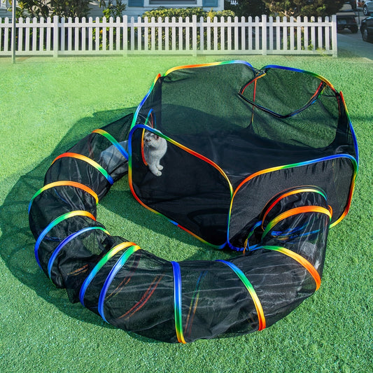 Rainbow Color Portable Cat Tent for Indoor Cats and Small Animals