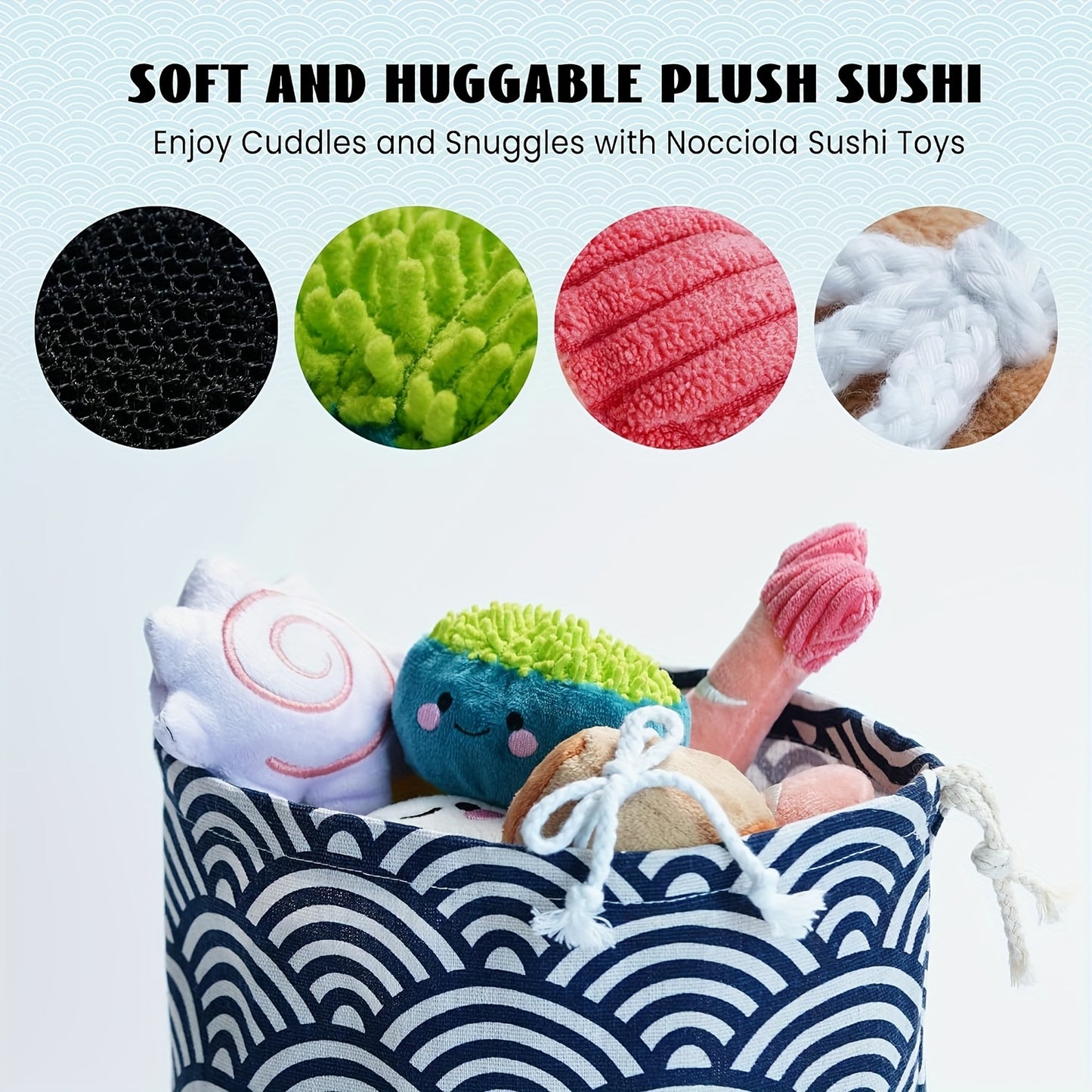 Nocciola Sushi Plush Dog Toys Set with Squeaky Chew Toys