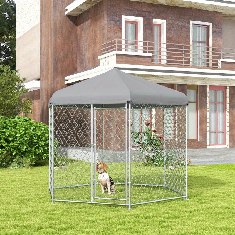 Outdoor Dog Kennel with Waterproof Roof and Lockable Door