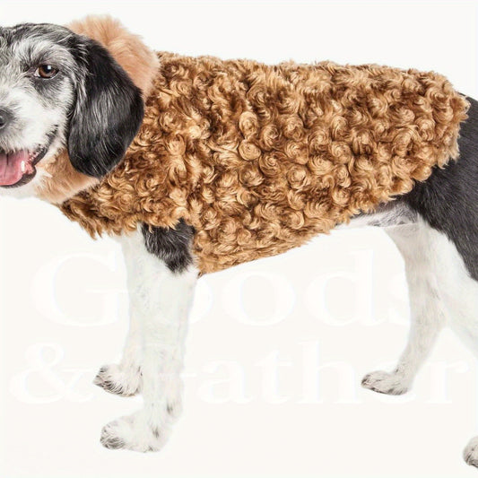 Luxury Shaggy Dog Coat with Faux-Fur Collar and Warm Lining