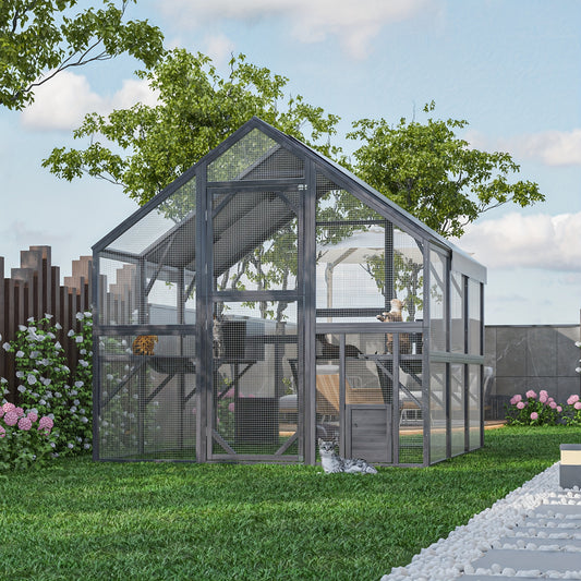 Spacious Outdoor Cat And Chicken Exploration Enclosure For Safety
