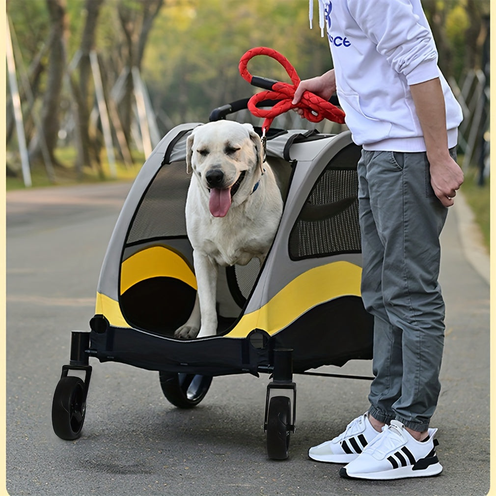 Foldable Dog Stroller Carrier with Lockable Wheels for Travel