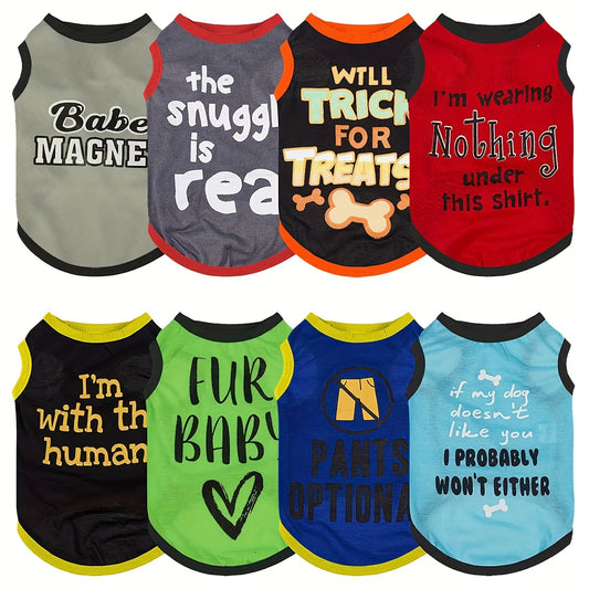 8pcs Lightweight Stylish Dog Shirts For Pet Outdoor Playing