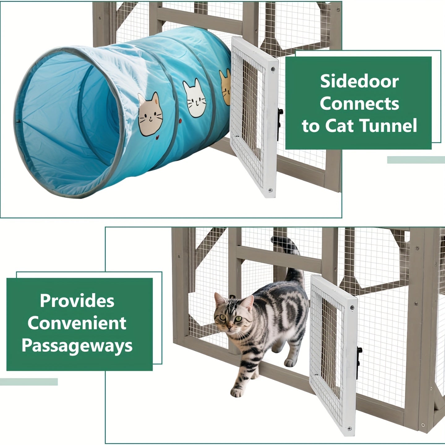 Large Outdoor Cat Catio Enclosure With Multiple Access Points
