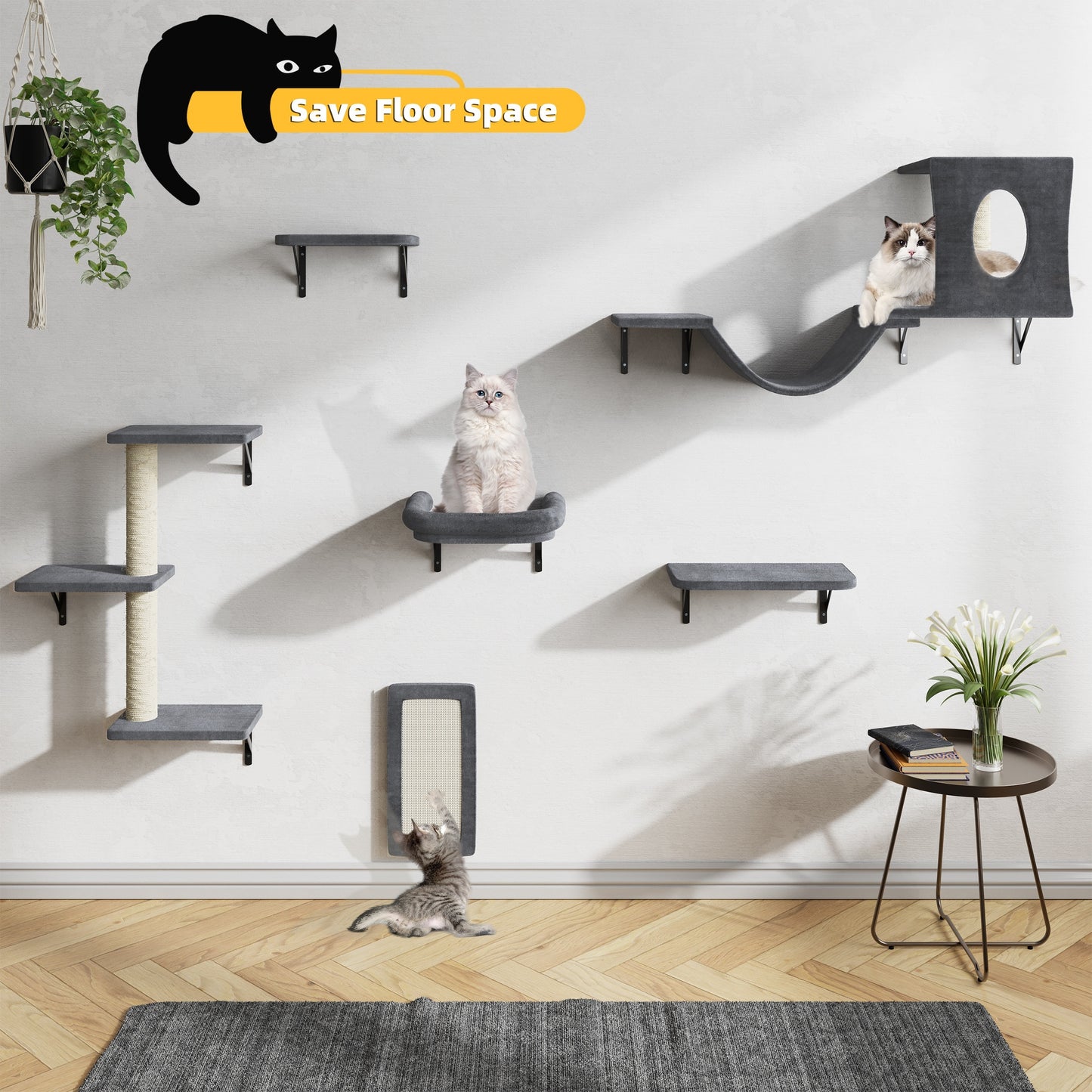 Bifanuo Luxury Wall Mounted Cat Furniture Set for Indoor Cats