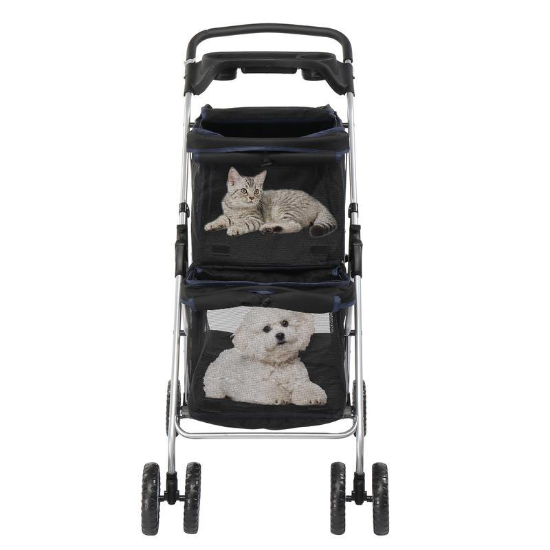 Premium Pet Stroller with Double Layer Design for Cats