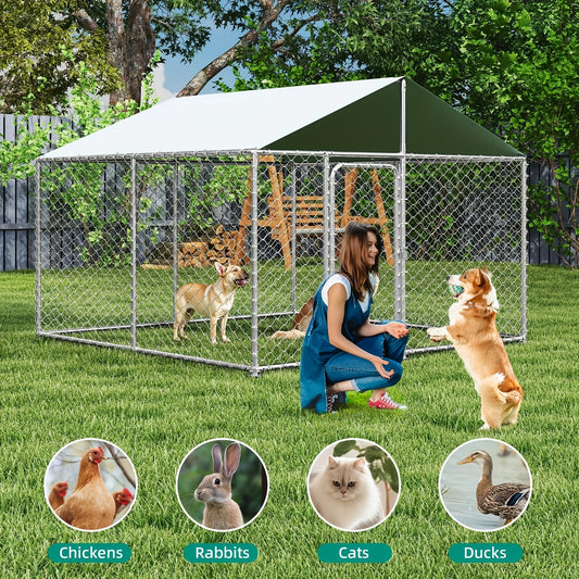 Heavy Duty Outdoor Dog Kennel With Waterproof Cover and Lock