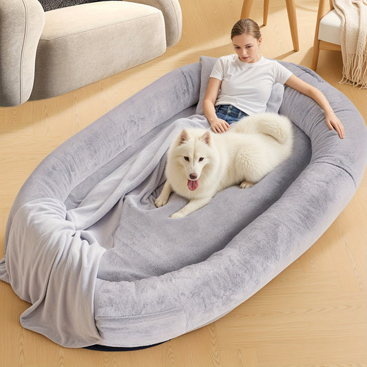 Cozy Human-Sized Dog Bed For All Breeds 71x45 Faux Fur Orthopedic Nap Bed