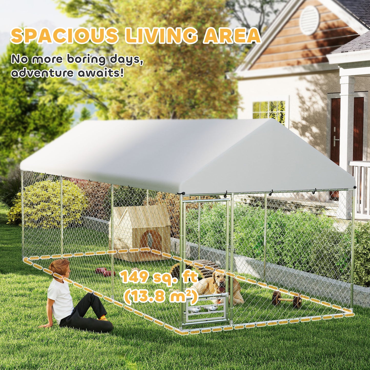 Heavy Duty Outdoor Dog Kennel with Secure Lock and Roof