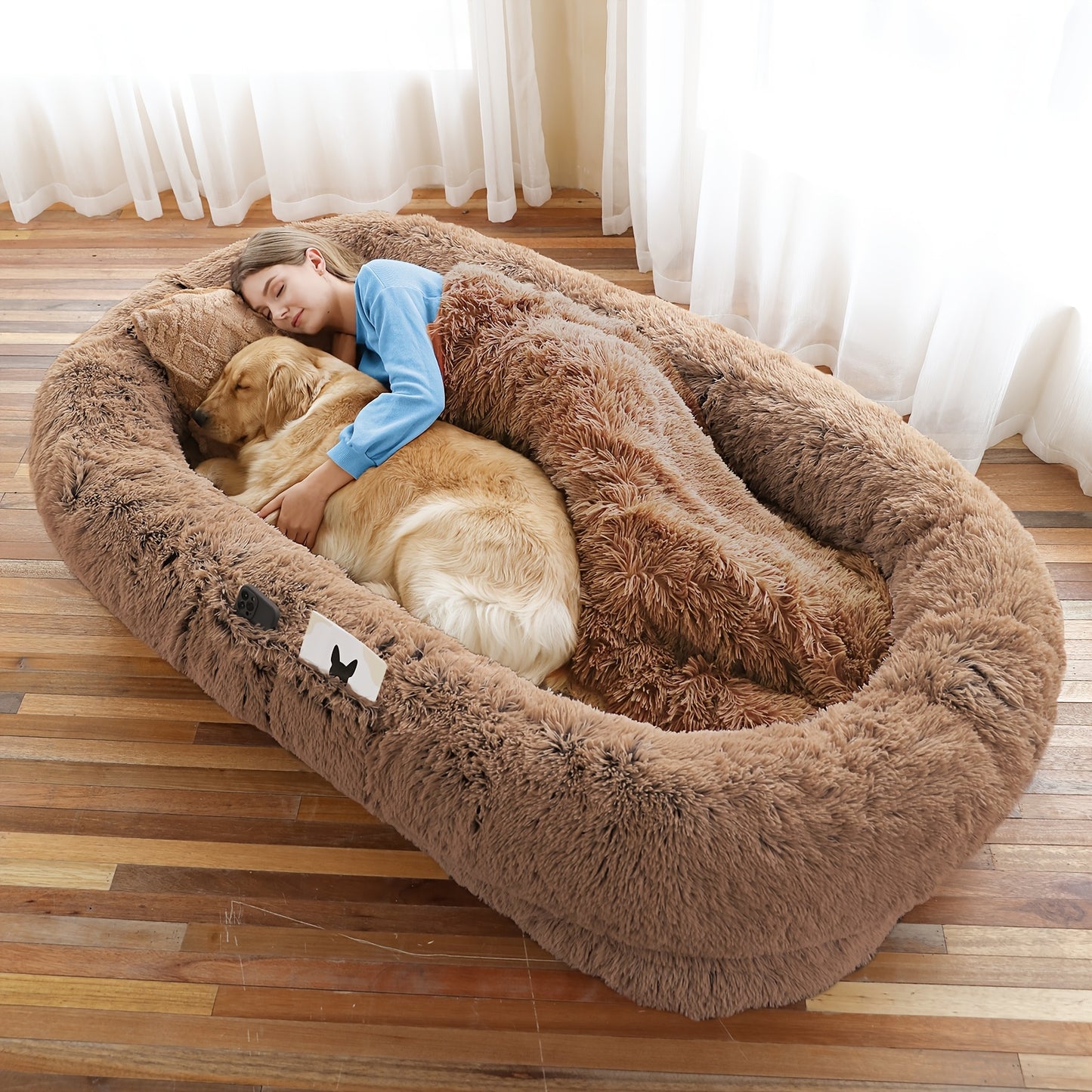 Cozy Plush Orthopedic Dog Bed with Pillow and Blanket