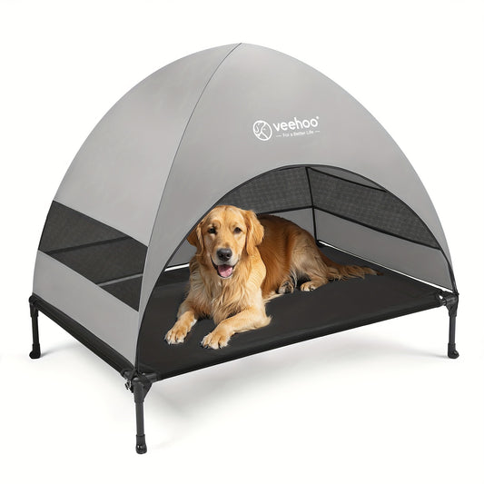 Veehoo Elevated Cooling Dog Bed with Removable Canopy