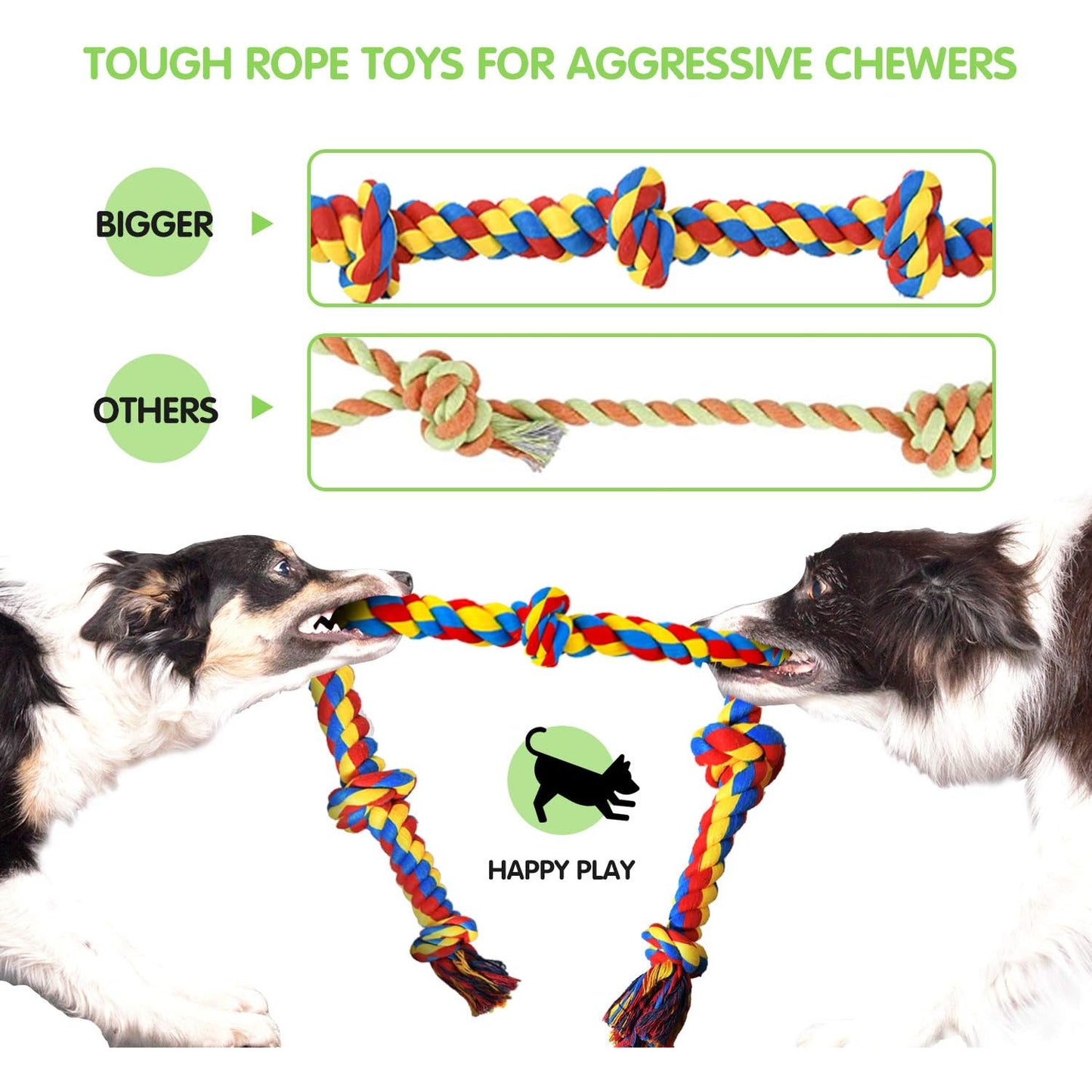 Durable Heavy Duty Dog Chew Toys Set for Aggressive Chewers