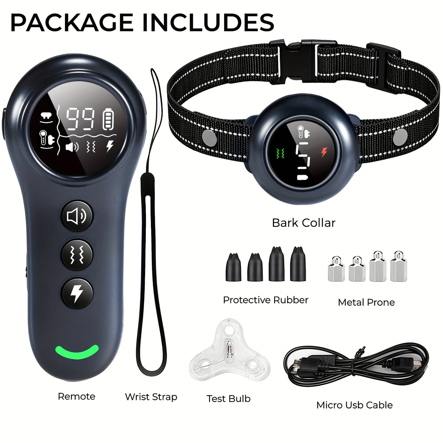2-in-1 Dog Shock Collar & Dog Bark Collar With Remote