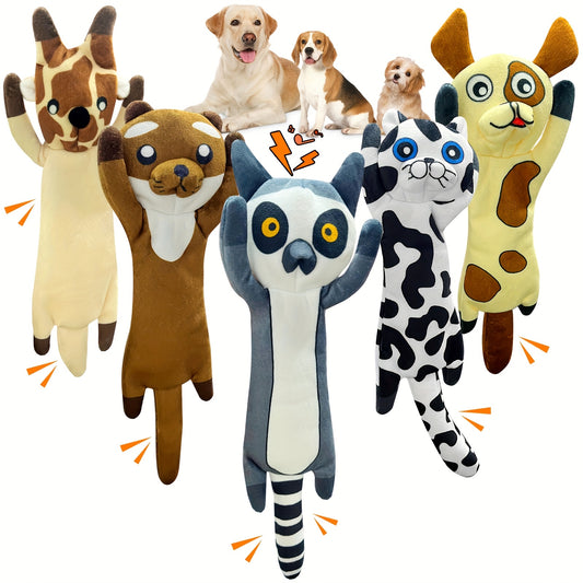 Soft Plush Animal Chew Toys Set for Dogs and Puppies